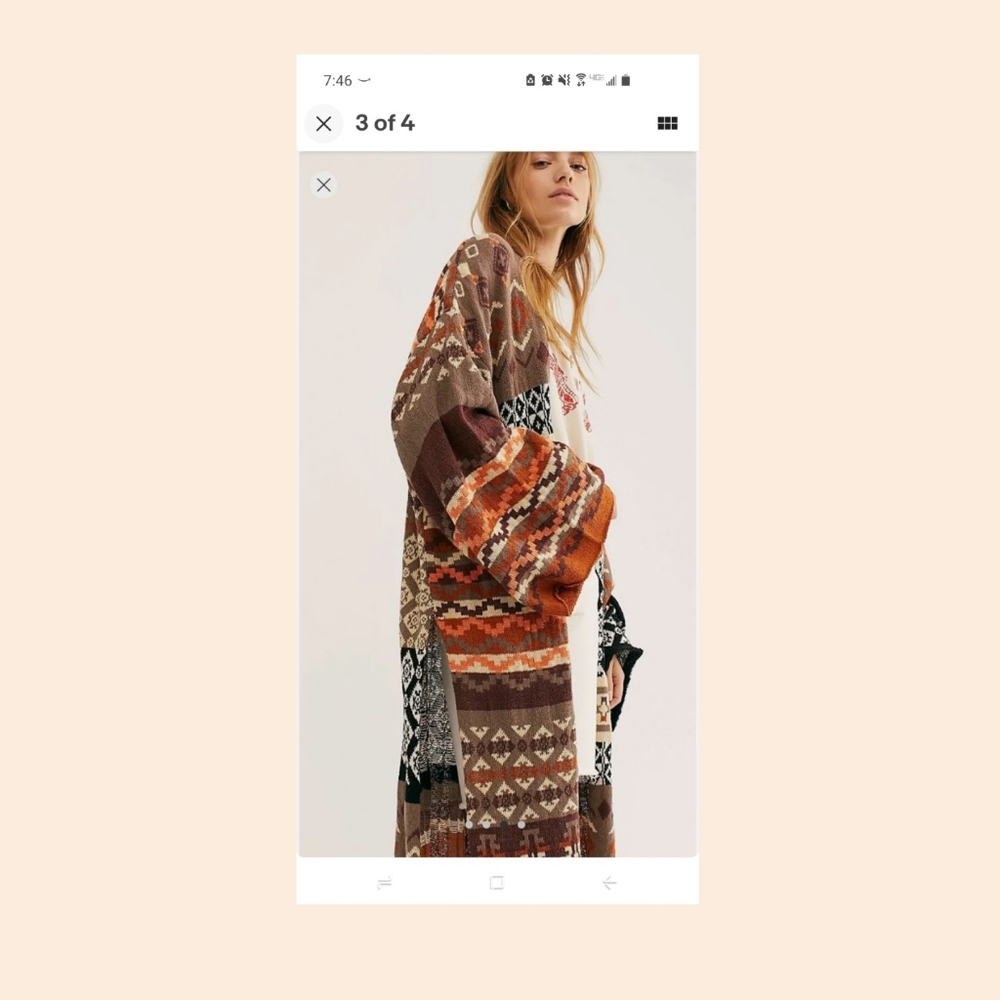 Oversized Free People Fall Patchwork Long Cardigan - image 1